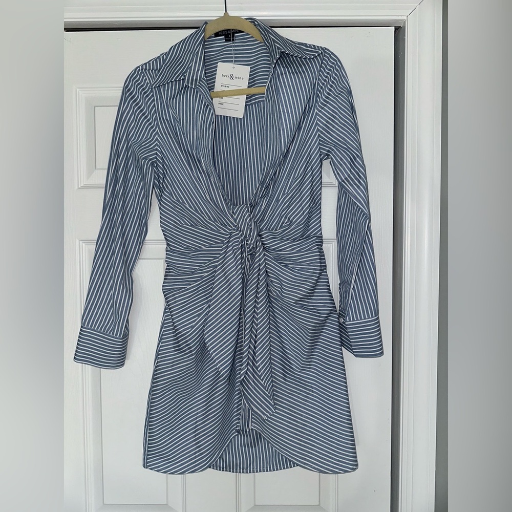 Hers & Mine blue and white striped dress.